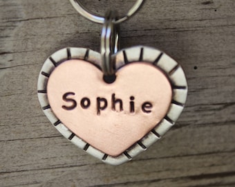 DOG TAG-Dog Id Tag-pet tag-pet Id tag-Dog tags for dogs-heart shaped- dog gift-handmade-doggonetags- Heart Dog Tag- Sophie