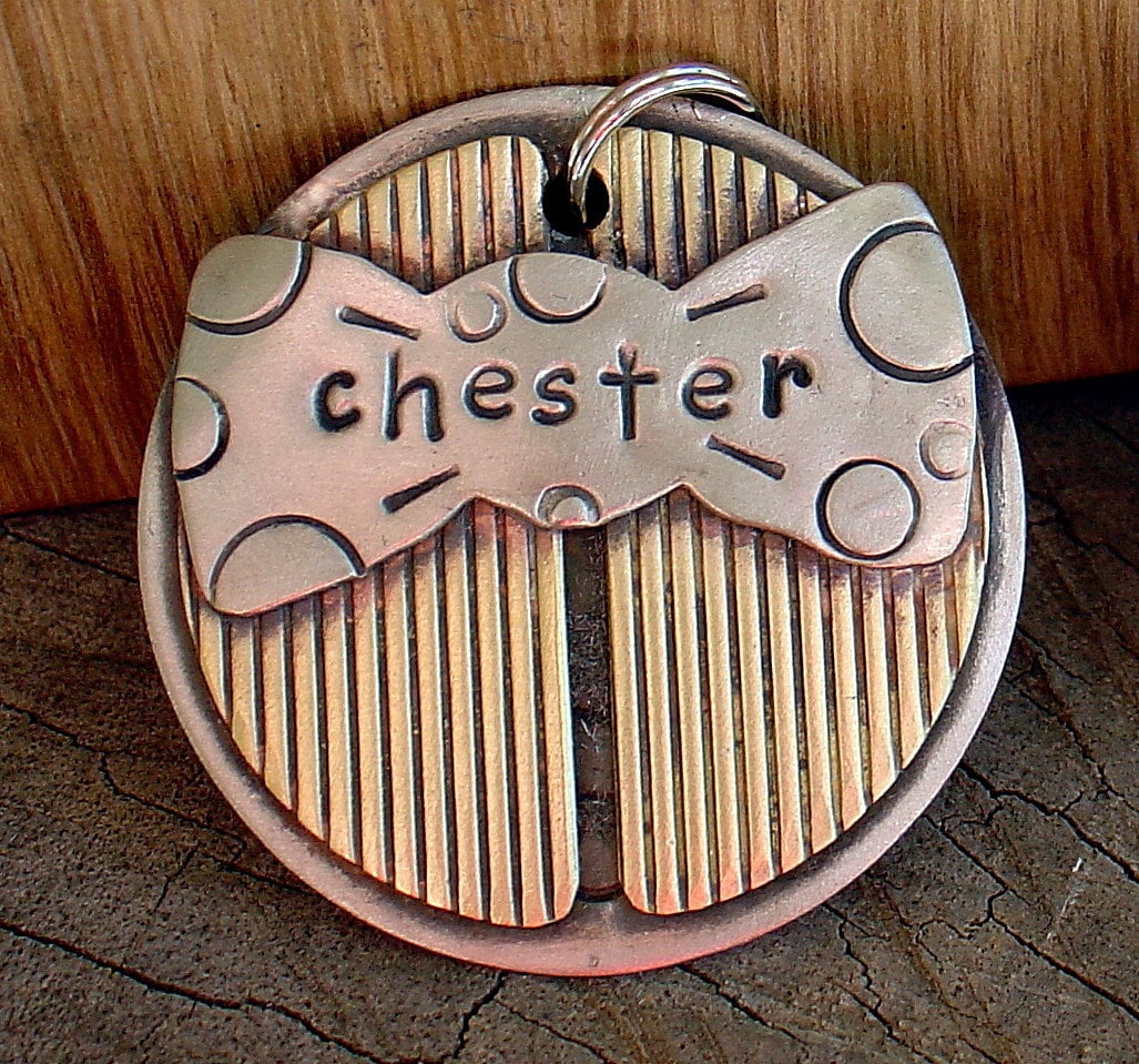 Custom pet ID tag- personalized mixed metal tag for dogs-  the Winston