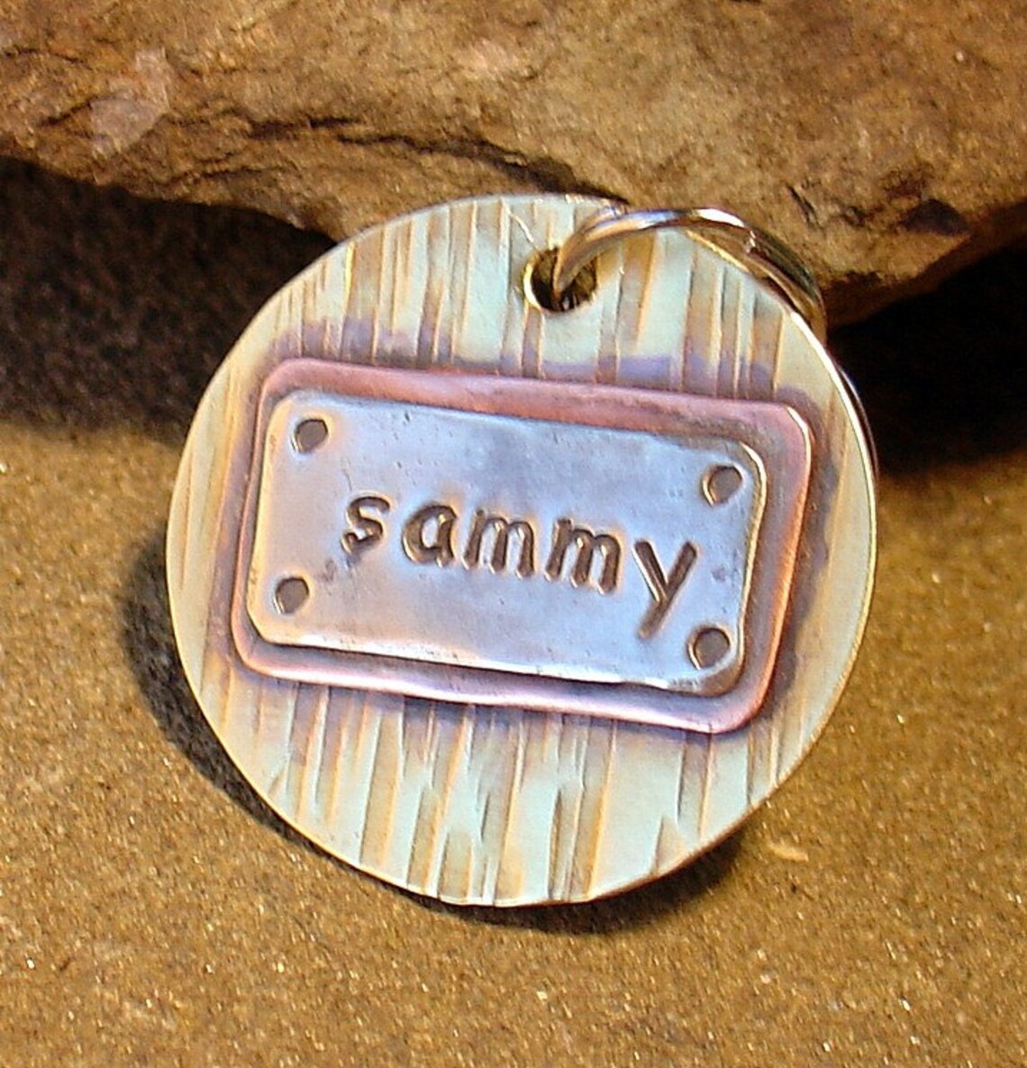 Pet Tag Large Metal Dog Id Tag Large Sammy Etsy