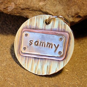 Pet Tag- large metal dog id tag- Large Sammy