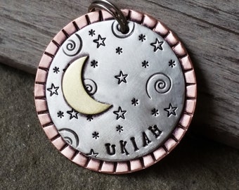 Dog Tag- Dog Id Tag- Custom Pet ID Tag-Moon tag-Dog tag for dogs-Personalized Dog Collar Tag-Dog Tag for Large Dogs- Ukiah