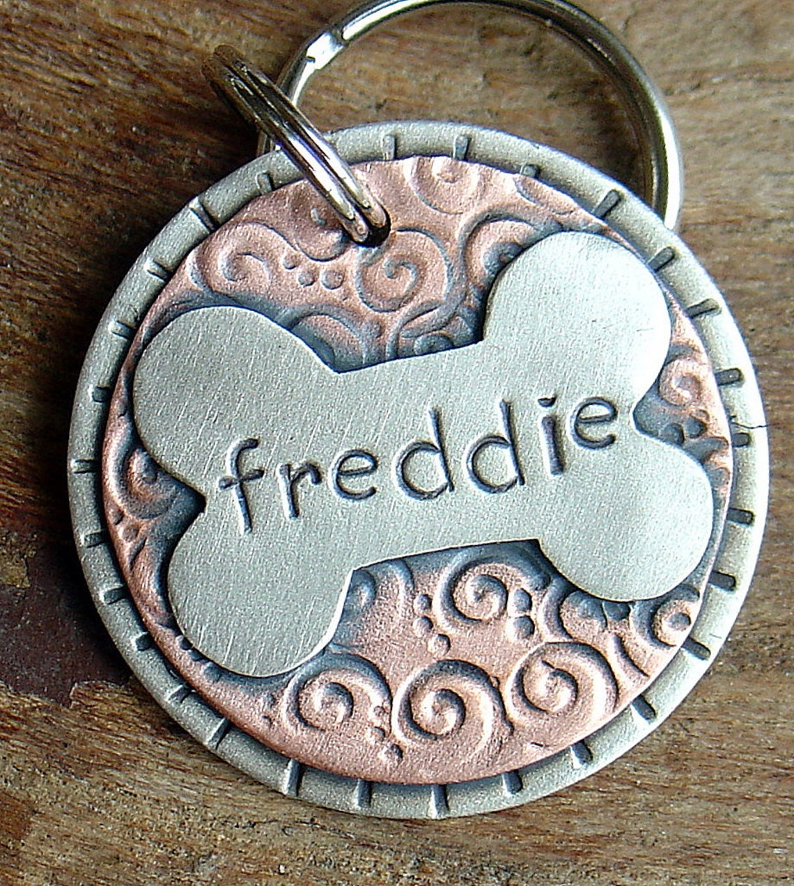 Custom Pet Id Tag in Mixed Metal Gracie Etsy
