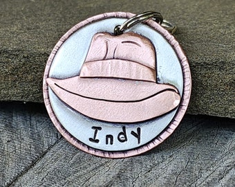 Dog ID tag- tag for dogs- Hat tag- fedora tag- Harrison Ford hat- Indy Dog ID tag