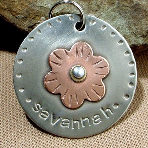 Custom pet ID tag- personalized mixed metal tag for dogs and cats- the  Savannah