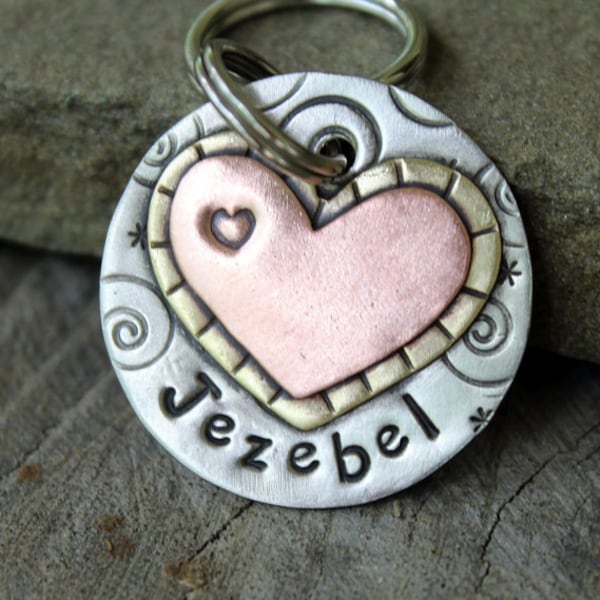DOG TAG- pet ID tag-pet tag-personalized dog tag-dog Id tag-pet tag-dog mom-dog tags-dog lover gift-handmade-doggonetags-hearts- jezebel
