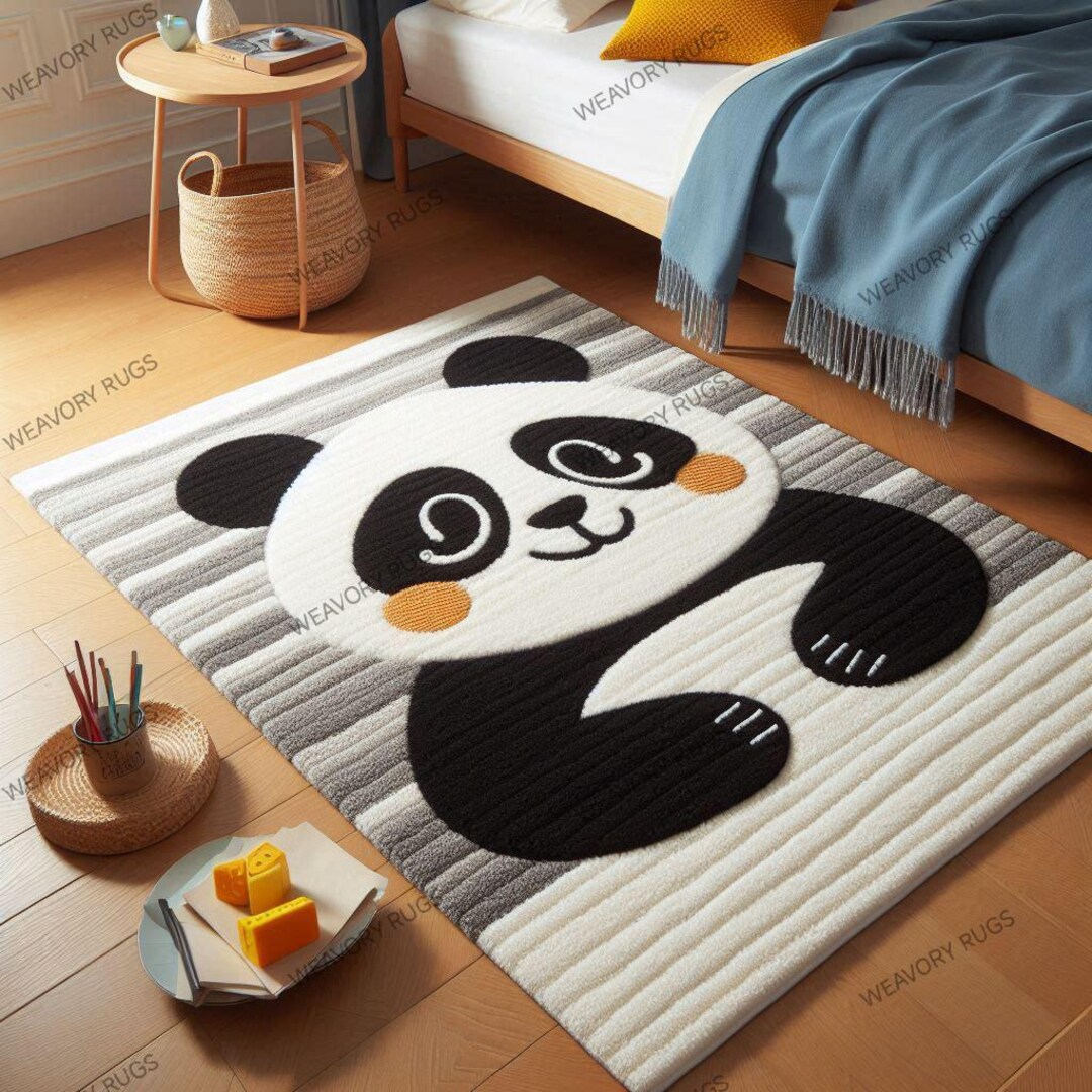 Real Panda Rug Handmade Panda Rug – Wool Nursery Carpet, Kids Playroom Decor - Etsy