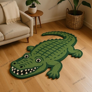Crocodile Rug, Alligator Rug,handmade Tufted Rug for Living Room,bedroom Kid Room, Available in All Size,Can Be Customized,unique Home Decor
