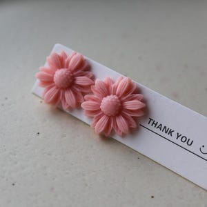Coral Pink Polymer Clay Flower Stud Earrings: Lightweight Floral Jewelry
