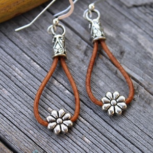 Cowgirl Daisy Leather Earrings