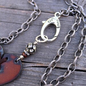 Rusted Iron Heart Bohemian Necklace Cross My Heart, Boho Leather Jewelry image 4