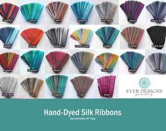 Extra Silk Ribbon - Hand Dyed Silk Ribbon in 26 Colors - Silk Ribbon Wrap Bracelets