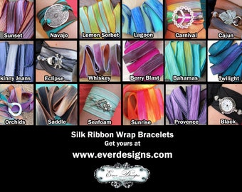 Extra Silk Ribbon - Hand Dyed Silk Ribbon in 18 Colors - Silk Ribbon Wrap Bracelets