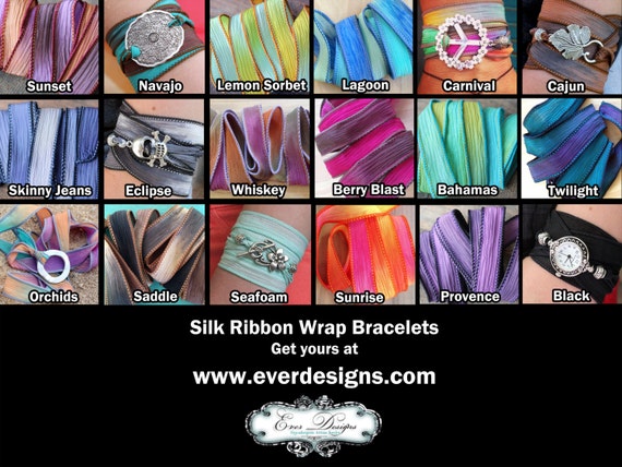 Extra Silk Ribbon - Hand Dyed Silk Ribbon in 18 Colors - Silk Ribbon Wrap Bracelets