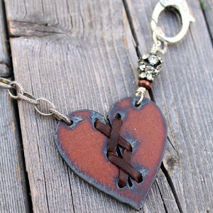 Rusted Iron Heart Bohemian Necklace Cross My Heart, Boho Leather Jewelry image 5