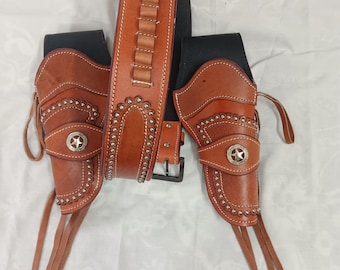 Leather Holster Rig, Cowboy Action, Western Cross Draw, Fits Colt SAA 1873