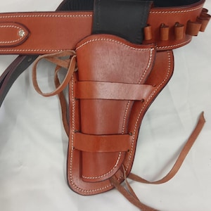 Leather The Duke Rig, John Wayne holster, SASS, CAS Cowboy action Cowboy Western Leather Cross Draw Fast Draw Holster Fits Colt SAA 1873