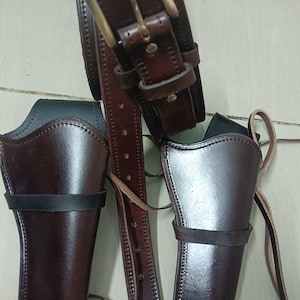 Schofield Left and Right Cross Draw Holsters and Belt Black or Brown Leather