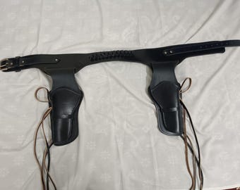 Cinturón con funda de revólver de cuero de gamuza hecho a mano, conjunto de cosplay de vaquero del oeste