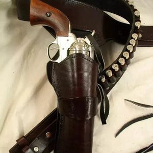 Western Cowboy Holster and Cartridge belt for single action revolver Gift For Usa
