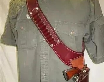 Läderhölster för revolver, justerbar rem, högerhänt