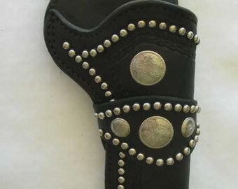 Hand-Tooled Leather Cowboy Holster: Western Action Revolver, Colt SAA, Uberti, Ruger Vaquero