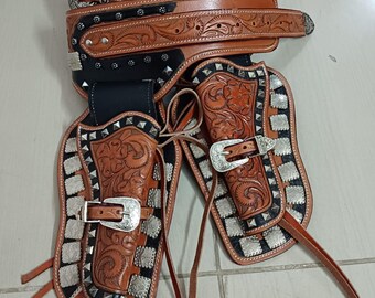 Funda y cinturón estilo western bicolor