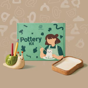 Air Dry Clay Pottery Kit, Paints & Tools, Beginner DIY Craft