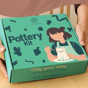 Kit de poterie en argile séchée à l'air, peintures et outils, bricolage pour débutant