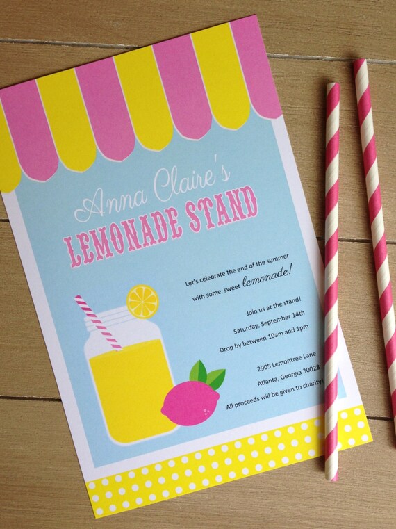 Items similar to Lemonade Stand Printable Invitation on Etsy
