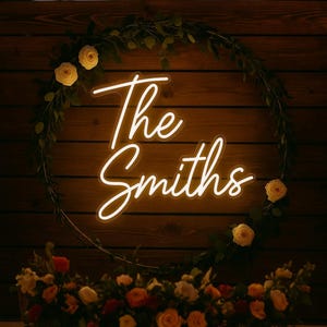 Wedding Neon Sign | Custom Last Name Neon | Wedding Gift | Wedding Decor | Grass Wall Backdrop | Family Name Neon Sign | LED Home Decor