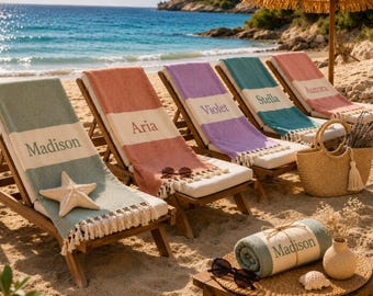 Aesthetic Beach Towel, Personalized Turkish Towel, Custom Name Summer Towel, Minimal Beach Style, Boho Beach Towel, Luxury Lightweight Towel