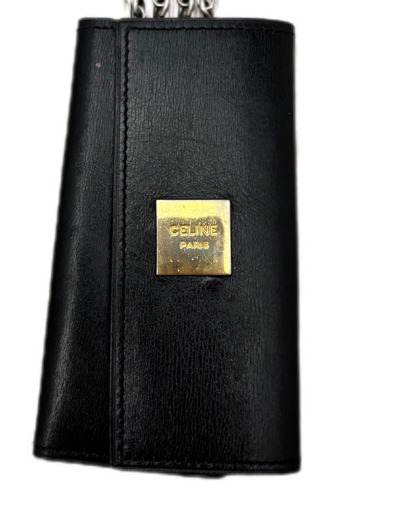 Authentic Vintage Celine Paris Black Leather Key Case / COA