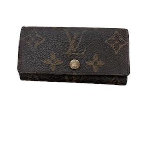 Autêntico Louis Vuitton Monogram Canvas Couro Key Case / 4 Key Case / Geninue Couro LV Key Case Wallet