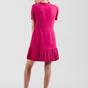 Vintage Ronnie Heller 1980's does 60's / Mod Dress/ Sailor dress /Pleated Bottom / Pink Dress / Gold Button Pink Dress image 4