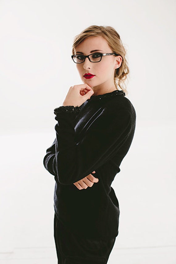 SALE Vintage 80s Designer Valentino Black Sweater