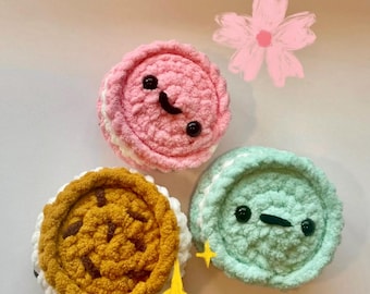 2-in-1 Dessert Tutorial Set, Crochet Macaron and Ice Cream Sandwich Keychain PDF Pattern Amigurumi