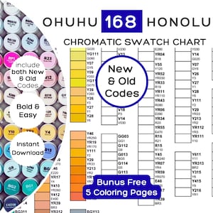 Ohuhu 168 Swatch Chart Printable: New & Old Code Farbreferenz (PDF-Download)