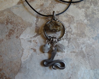 Norse Serpent Chard with Labradorite and Amber (viking norse pagan)