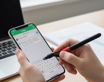 Smart stylus (Wire Mesh Nib) for precise typing on all smartphones and any touchscreen.