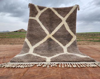 Handmade Gray Beni Ourain Rug: Moroccan Wool Berber Rug