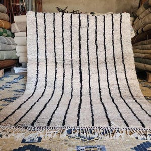 Striped Moroccan rug, Rugs for Living room, Custom handmade rug, Wool Berber rug, beige Beni ourain rug, Moroccan rug 10x14, moroccan carpet