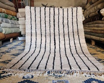 Striped Wool Berber Rug: Custom Handmade Moroccan Carpet