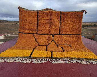 Terracotta Checkered Moroccan Rug: Custom Handmade Berber Wool Beni Ourain