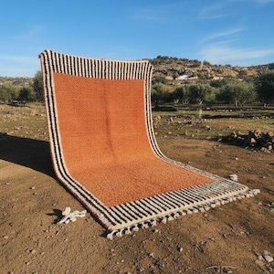 Handmade Orange Moroccan Rug – Terracotta Berber Wool, Boho Home Decor