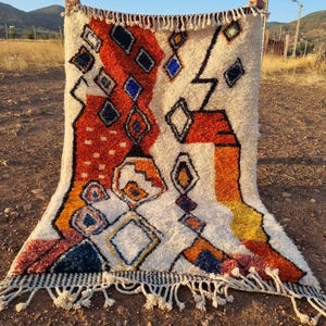 Moroccan Orange rug - Rugs for Living room - Beni ourain rug - Custom rug - Handmade rug - Area rugs - Wool Rugs - Berber rug - Moroccan rug