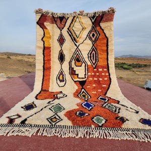 Handmade Orange Moroccan Rug – Berber Wool, Boho Home Decor