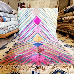 Pink Moroccan rug 8X10 - Rugs for Living room - Beni ourain rug - Custom rug - Handmade rug - Area rugs-Wool Rugs -Berber rug -Morrocan rug