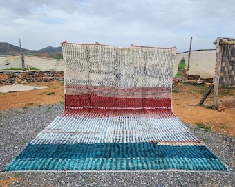 Striped Moroccan Wool Rug: Handwoven Boho Area Rug