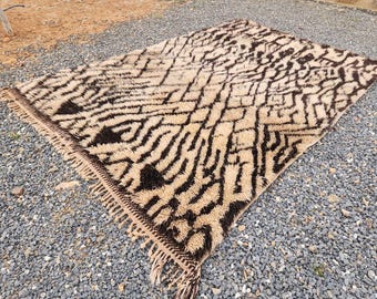 Handmade Beni Ourain Wool Rug: Dark Brown Moroccan Berber Rug