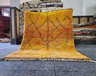 Orange Striped Moroccan Rug, Handmade Wool Berber Rug